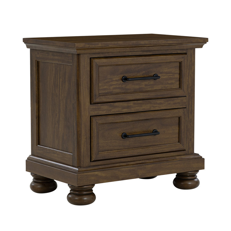 Dark Brown 2-Drawer Nightstands with USB