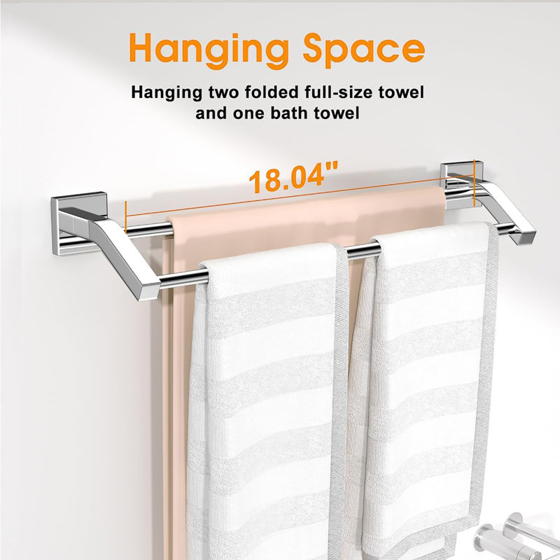 Porte-serviettes double en acier inoxydable robuste de 20 pouces pour salle de bain SUS304, Chrome poli