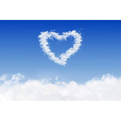 Blue Sky And Heart From Clouds by Csondy - Wrapped Canvas Print
