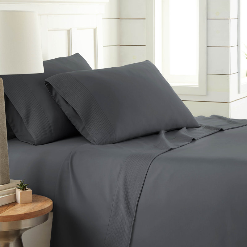 Vilano Springs Extra Deep Pocket Bed Sheet Set with Pleated Hem, Easy care, Pet Hair Resistant, Slate