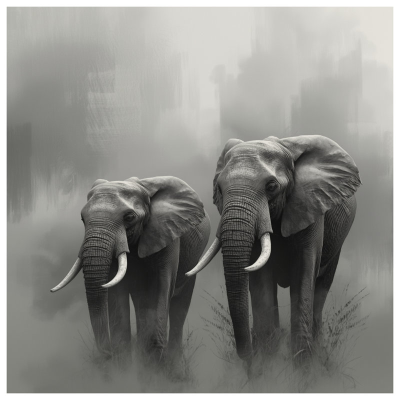 Tapis de bain Deux éléphants d'Afrique, 34in W x 21in L