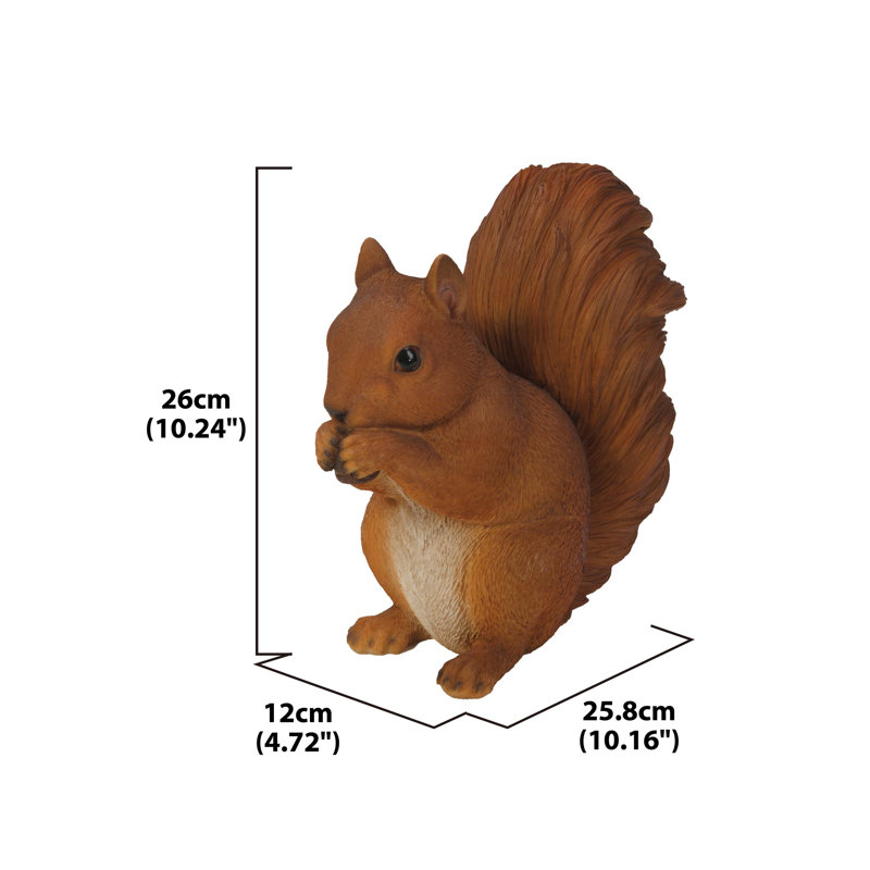 Life-Like Brown Polyresin Squirrel Eating Garden Statue