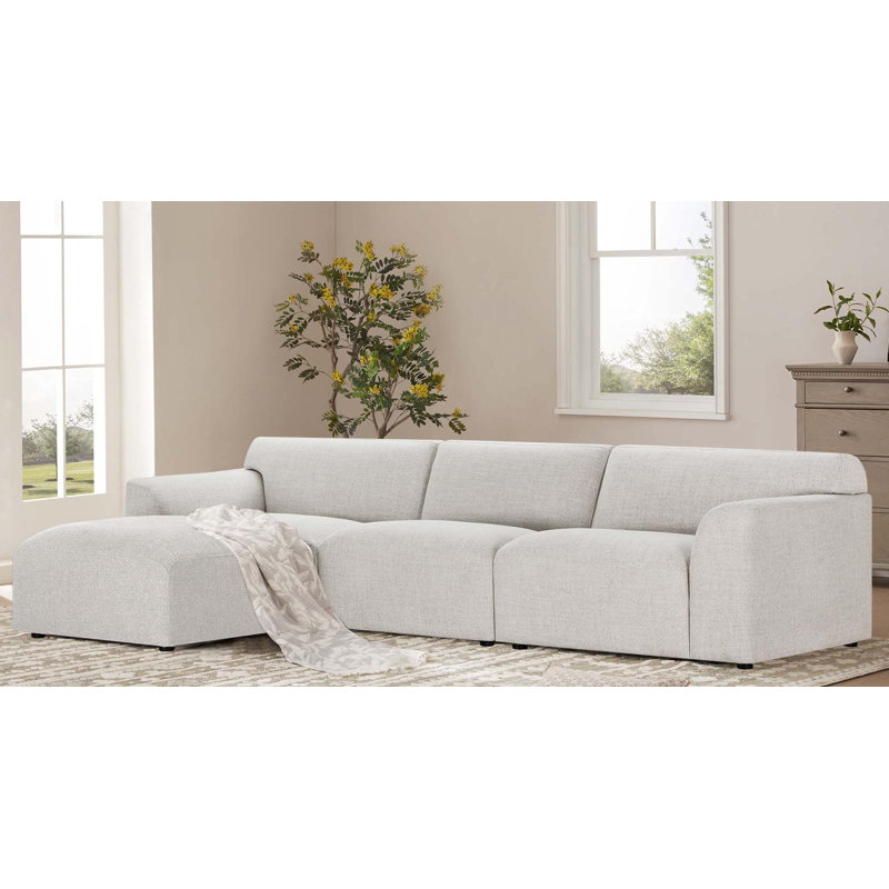 Morell 4-Piece Upholstered Modular Sofa, Nathan Wheat Tweed
