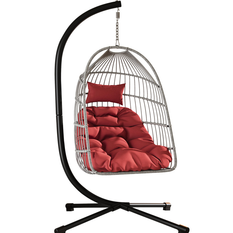 Support pour chaise d'extérieur, acier robuste, respirant, gris et rouge, facile à déplacer, idéal pour bronzer à l'intérieur, chaîne réglable, rembourrage doux, coussin, support stable, gris noir