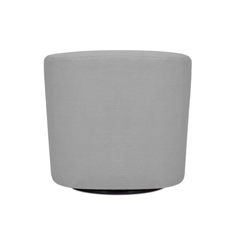 Gray Polyester Blend Swivel Barrel Chair with Wood Base