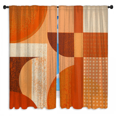 Rideaux obscurcissant à motif géométrique orange - 2 panneaux