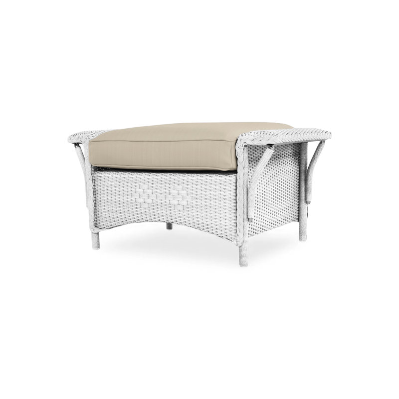 Nantucket Outdoor Ottoman, White, Rollo Linen