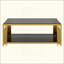 Table basse Modern Mirror, rectangulaire, métal asymétrique, finition dorée et tablette inférieure-107126244
