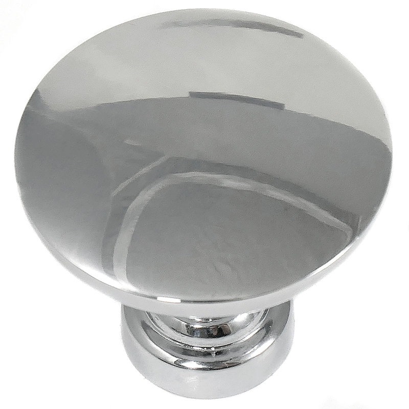 1 1/5" Diameter Round Knob, Polished Chrome