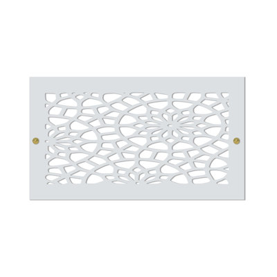 Stellar Air White Wall And Ceiling Registers With Brass Screws- 8x14 (Duct Opening) 10x16 Overall Size - Floral