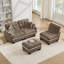 Canapé 3 places en chenille capitonnée avec coussin lombaire et repose-pieds-656093756
