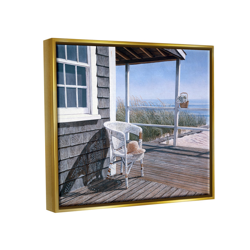 Coastal Cottage Porch Chair Seaside Boardwalk Scenery par Tom Mielko - photographie sur toile tendue