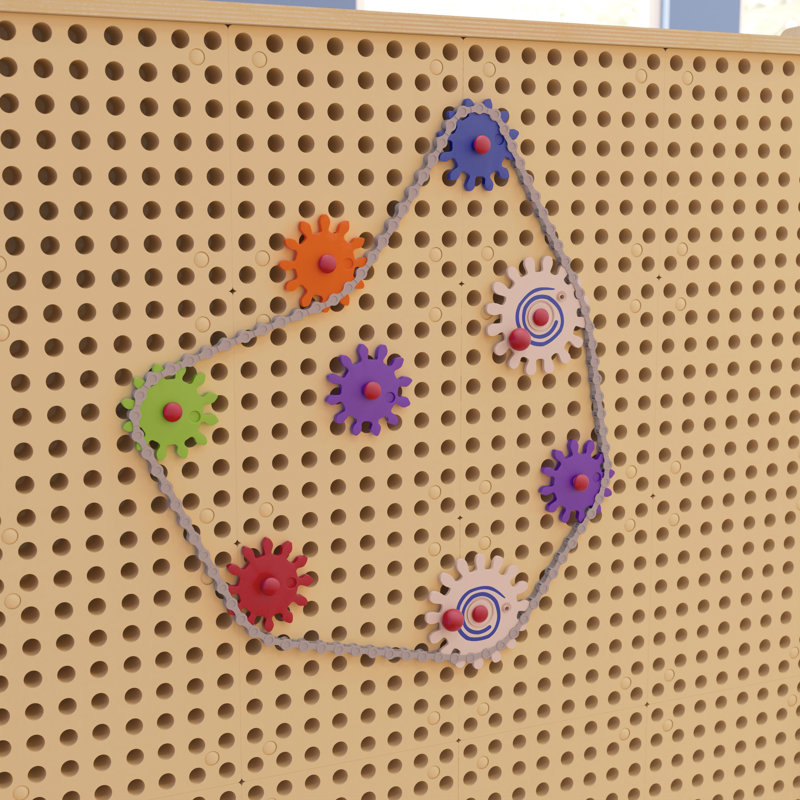 Bright Beginnings Commercial Grade 79 Piece Chain and Gears Accessory Set for Modular STEAM Wall Systems (Not Included)