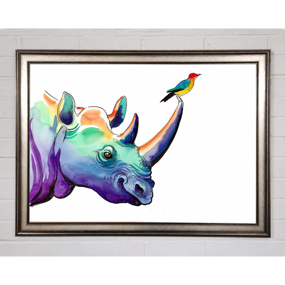 Gerahmtes Bild Rainbow Rhino Bird