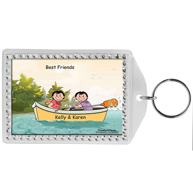 Bateau à rames personnalisé et personnalisé - Porte-clés bordé de strass féminin et féminin, Oui