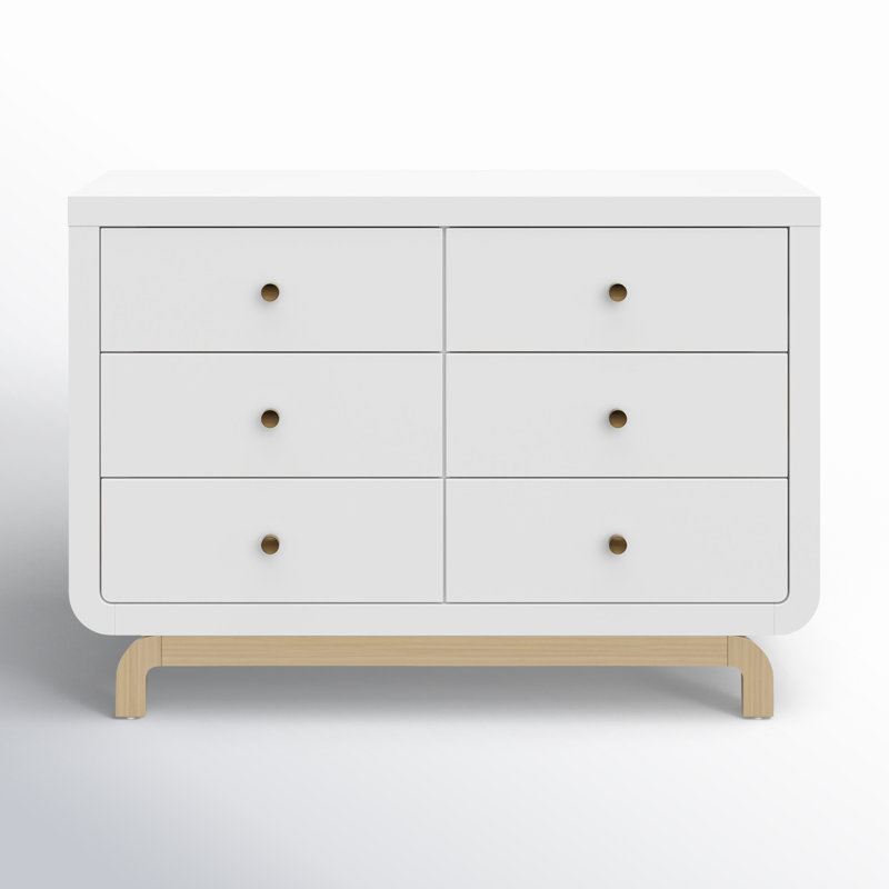 Santorini 6 Drawer Dresser, White/Driftwood
