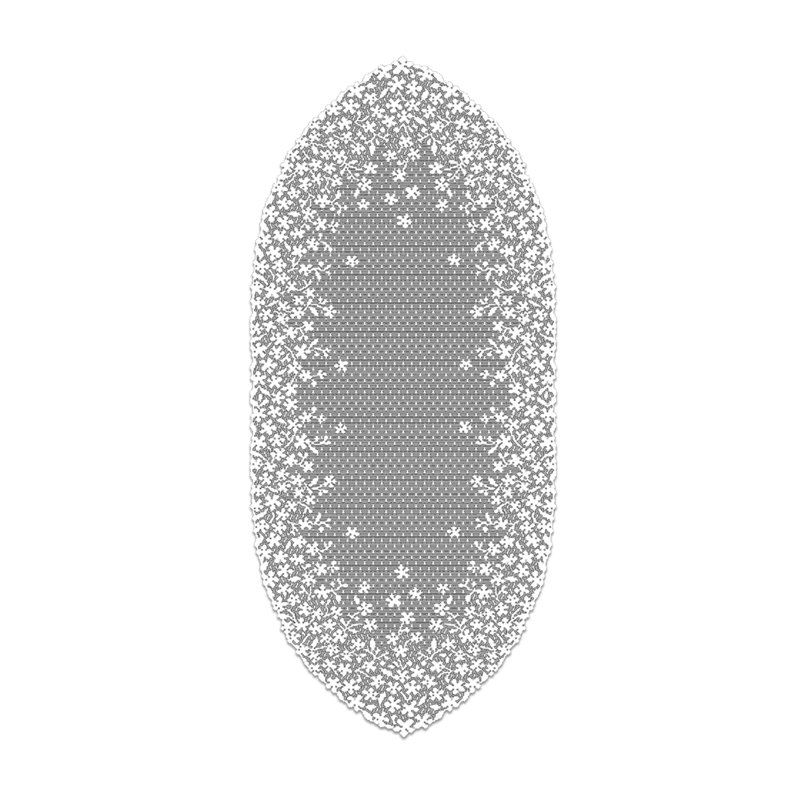 Camela Floral Oval Table Runner, White, 38" W x 12" L