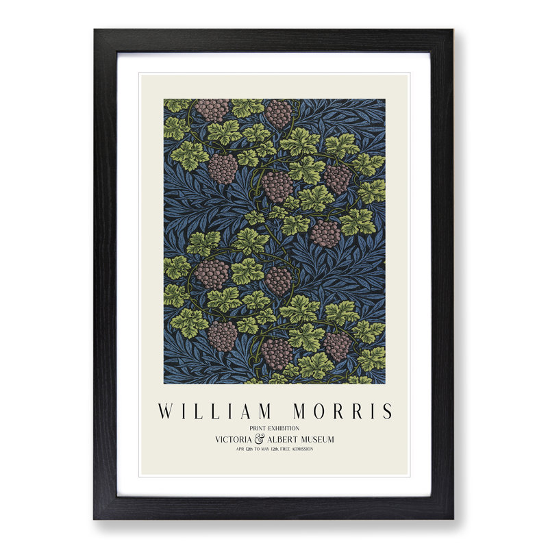 Vine Pattern Vol.2 by William Morris - Picture Frame Art Prints, Black, 65cm H x 48cm W x 2cm D
