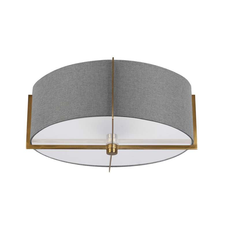 Plafonnier semi-encastré 3 lumières Cadwell, Laiton vieilli, gris