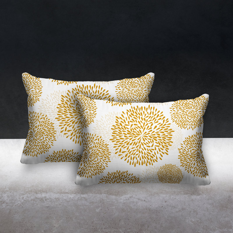 Confetti Flower Burst Indoor/Outdoor Lumbar Pillow, Yellow