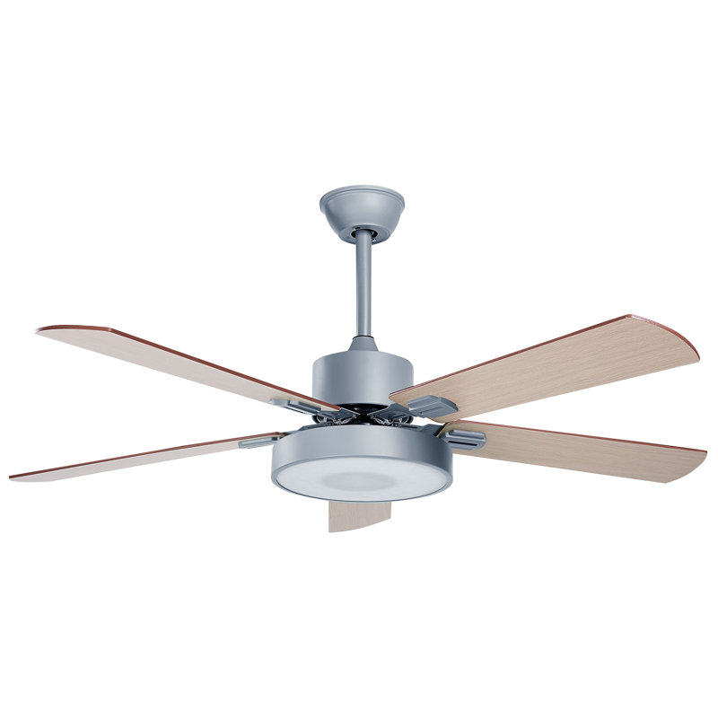 Arsav 130cm Ceiling Fan with LED Lights, Light Grey with Light Wood Blades