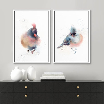 «Pastel Watercolor Explosionest Bird Portraits Animals Wall Images Modern Rustic Chic Living Room» 2 - Pièces sur