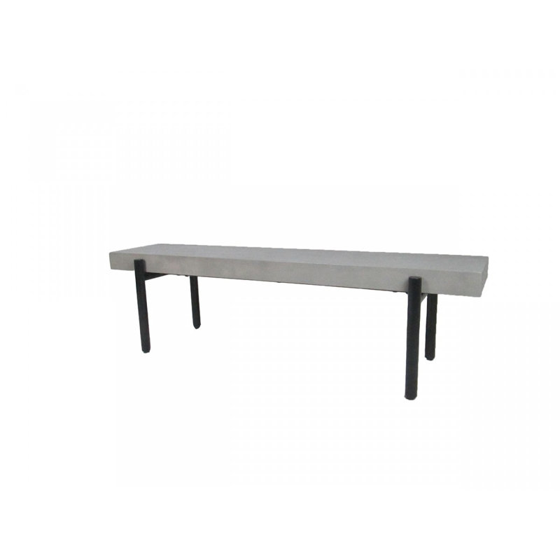 63" Gray and Black Concrete Dining Bench