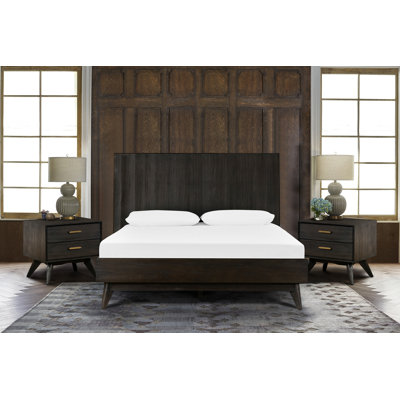 Nollet Modern 3 Piece Bedroom Set in Acacia Wood with Headboard by Brayden Studio