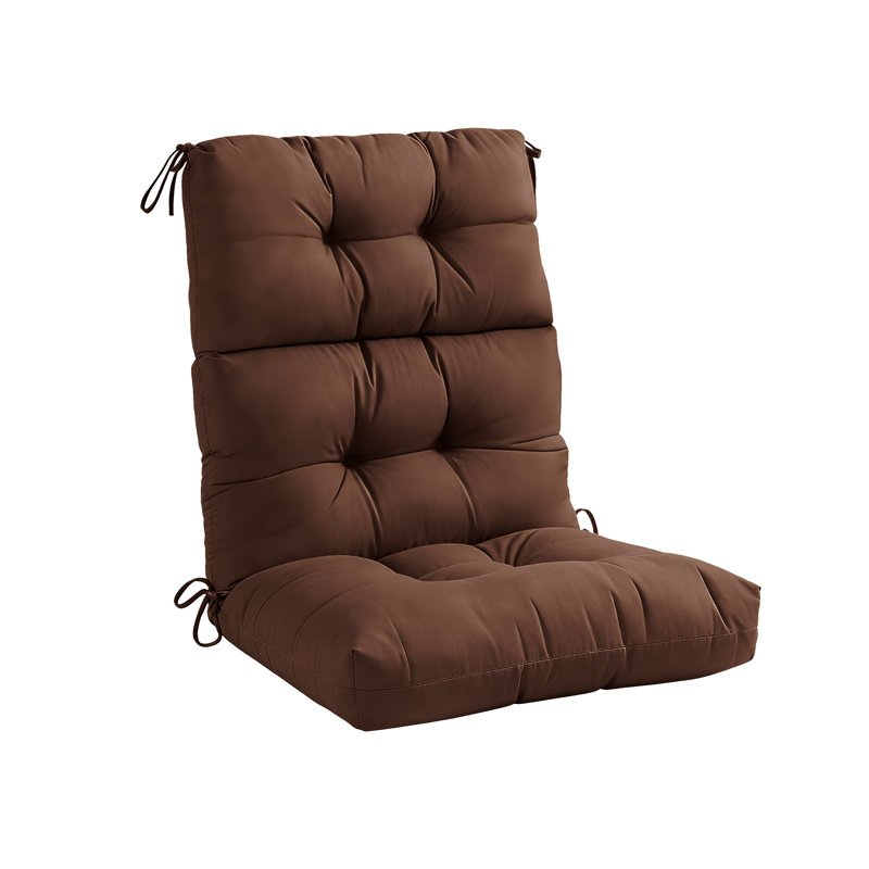 Outdoor High Back Chair Cushions, 44" X 21" X 4" Tufted Adirondack Chair Cushions, Water Resistant Patio Furniture Cushions For Garden Rocking Chair,Dark Brown