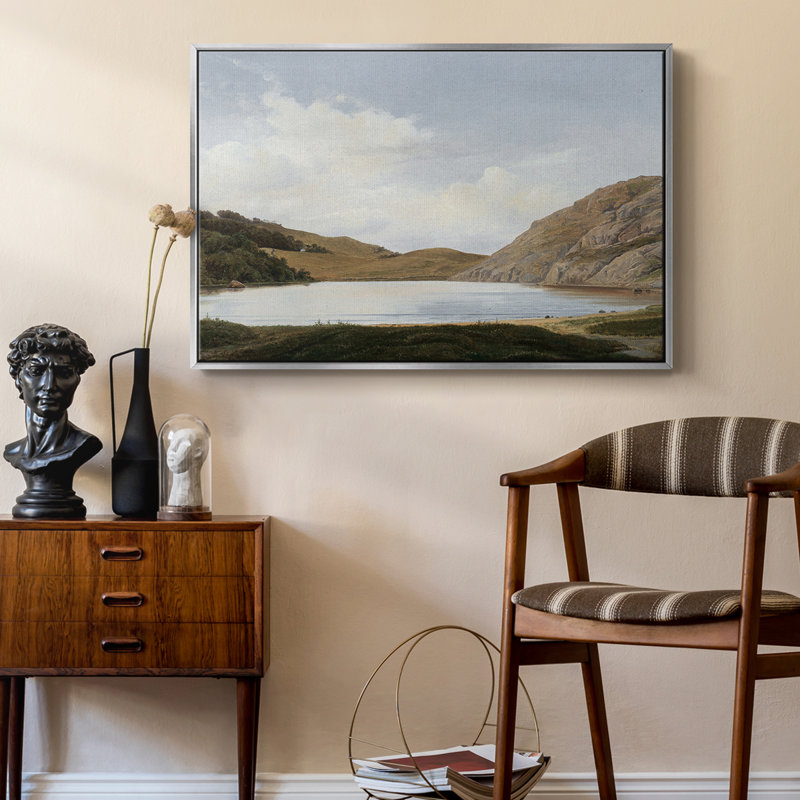 Paysage rétro - cmxcviii, Toile argentée avec cadre flottant, H 17 po x l 25 po