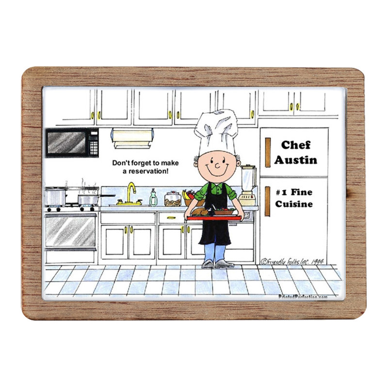 Chef personnalisé, avec chapeau - aimant en bois pour homme - excellent cadeau!, Oui