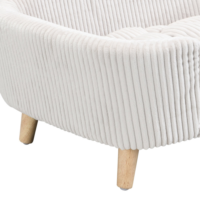 Lit surélevé pour petit chien avec coussin en velours côtelé, pieds en bois d'hévéa, mousse de soutien, ton beige, assemblage sans effort pour les chiens de repos douillets, détente rapide et confortable