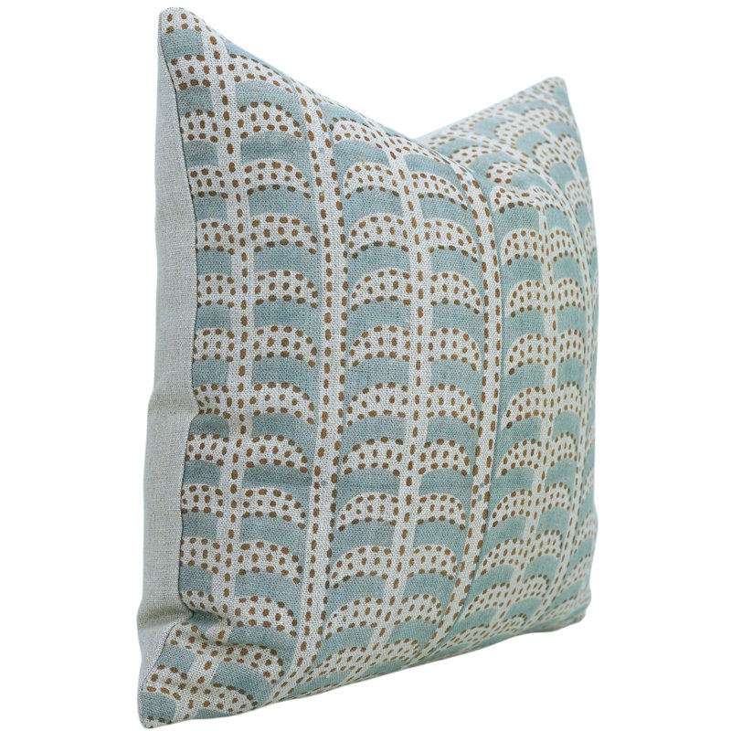 Traditional Block Print Thick Linen Pillow Cover Decorative Cushion for Living Room 14x14 Inch Garud , 14" H x 14" W