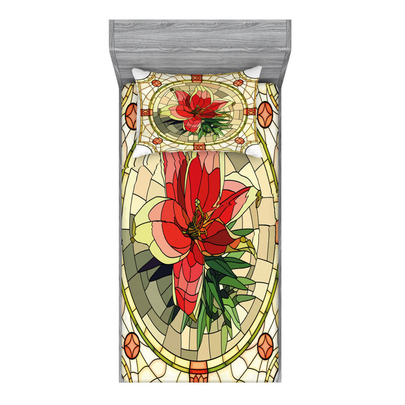 Ensemble de draps à motif floral, Ensemble de draps pour lit simple TG avec drap-hou