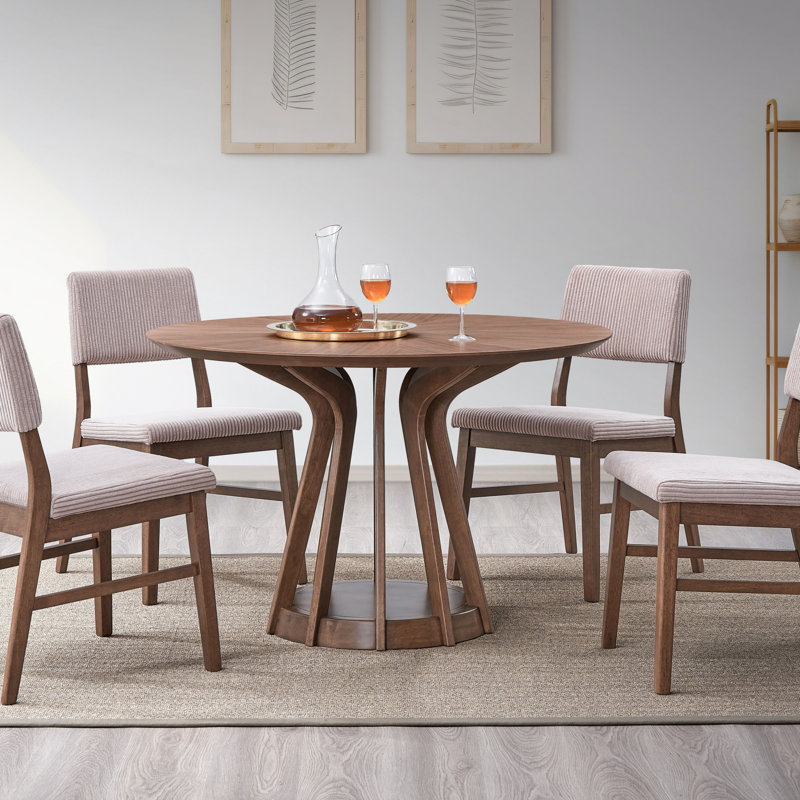 Ensemble de salle à manger 5 pièces Seda avec chaises en velours côtelé mauve Seda