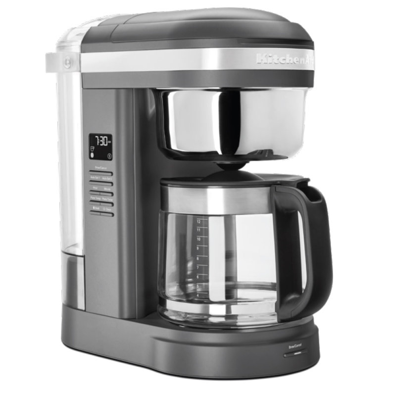 Cafetière à goutte à goutte 12 tasses avec pomme de douche en spirale et plaque chauffante programmable gris anthracite KitchenAid