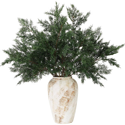 6-Pack Artificial Cedar Pine Branch Stems, Green Christmas Faux Sprigs for Vases, Wreaths, Centerpieces & Holiday Decor
