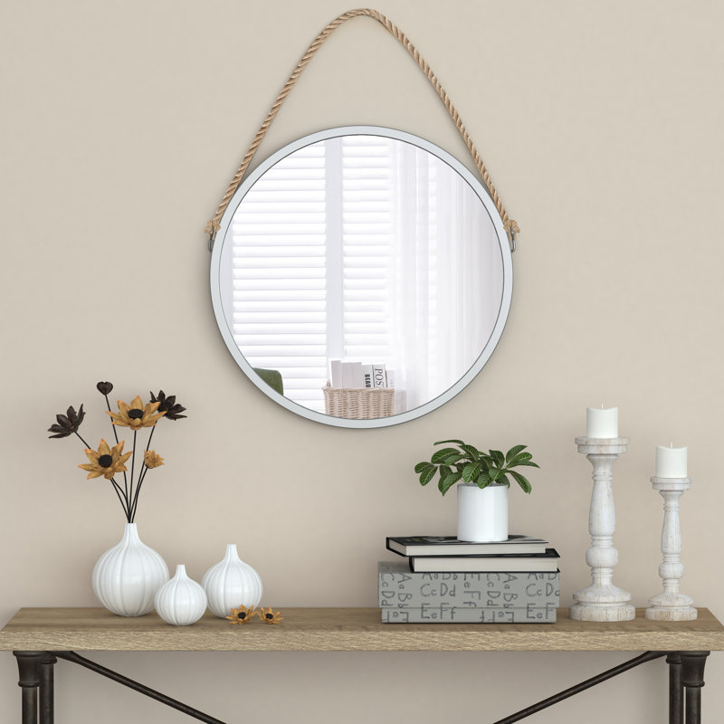 Miroir mural rond Beker, Argent