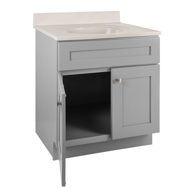 Meuble-lavabo de 31 po avec plateau Brookings, prêt à assembler, Gris clair