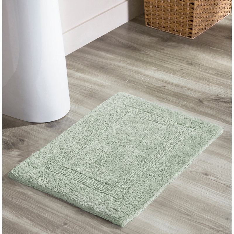 Rozanne Reversible Cotton Bath Rug, Dark Sage, 17" x 24" Rectangle