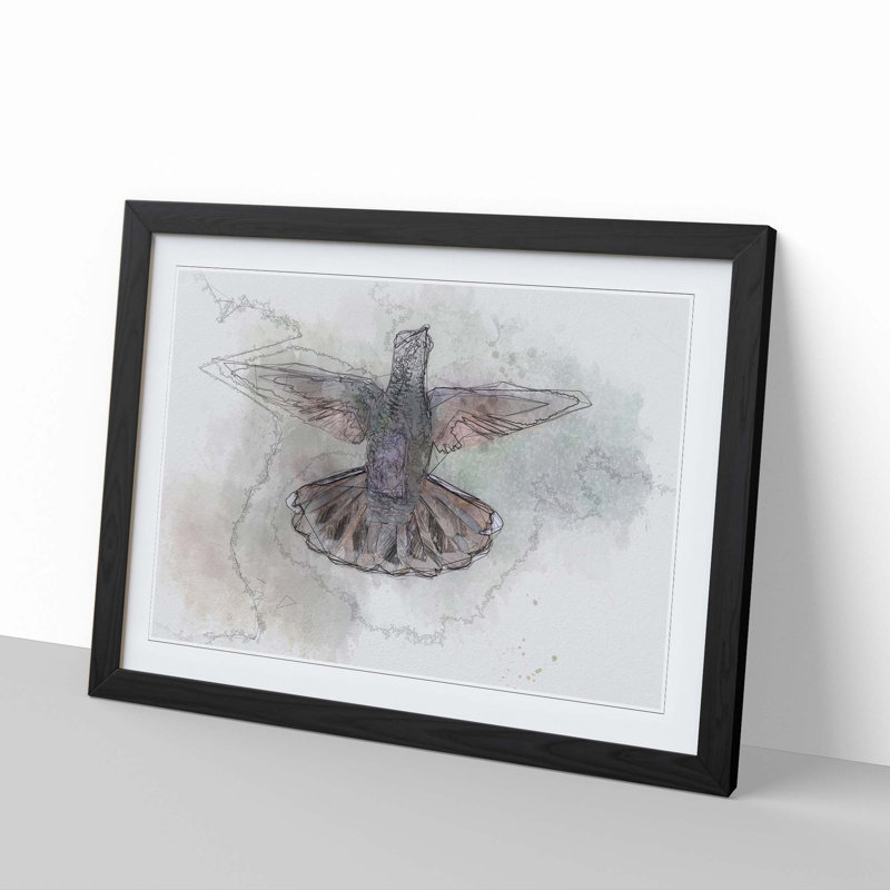 Wings of a Hummingbird in Abstract - Picture Frame Graphic Art Print, Black, 50cm H x 76cm W x 2cm D