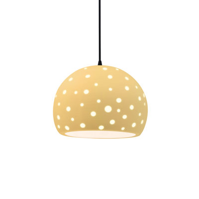Perforated Globe 1-Light Pendant - Muted Yellow - Matte Black - 10"W x 7.75"H - Dedicated LED - Black Cord