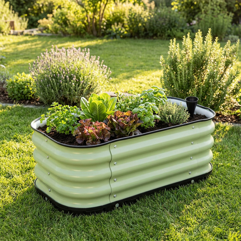 Planter, 11.2" H x 31.5" W x 16.5" D, Green