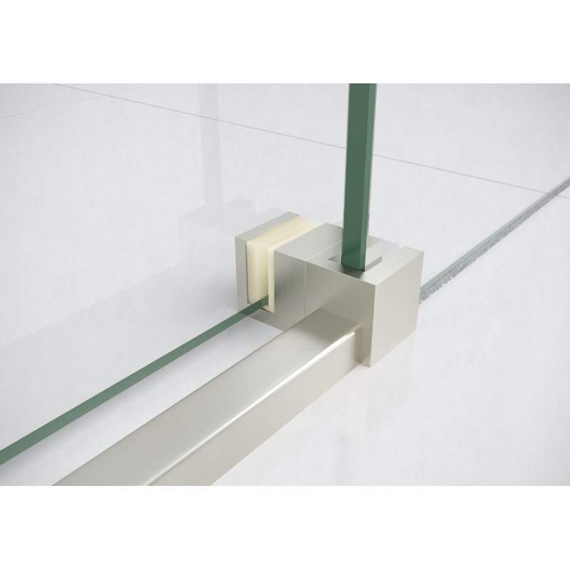 Astro 60 - 64 in. x 78 in. Fully Frameless Glass Sliding Shower Door, Brushed Nickel