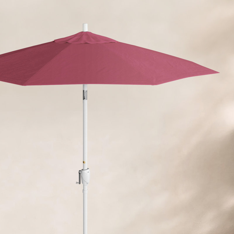 Parasol de marché 7,5', Sunbrella®, Blanc, Toile Sunbrella® rose vif