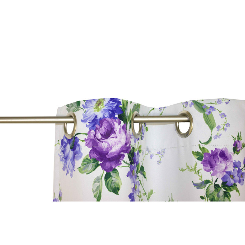 Pansy Blackout Curtain Single Panel, 145cm Width x 180cm Drop, Purple and blue
