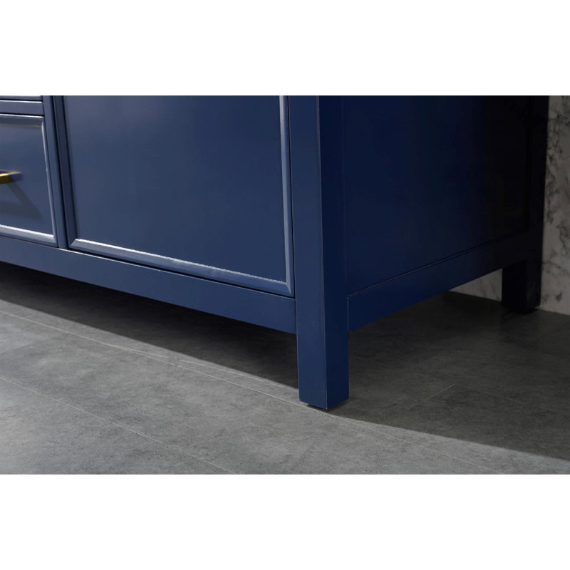 Malbon 60'' Double Bathroom Vanity with Carrara Marble Top, Blue
