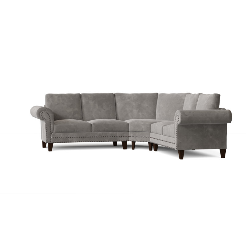 Canapé modulaire de coin symétrique 110 po Jenny, Graphite, Dauphin, Noyer