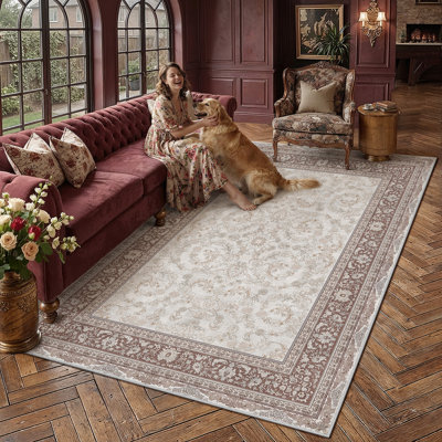 VelvetStep Machine Washable Oriental Area Rug for Living Room