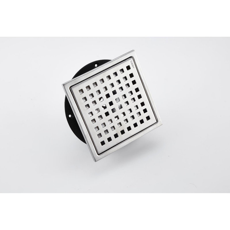 6 Inch Grid Shower Floor Drain, Brushed Nickel
